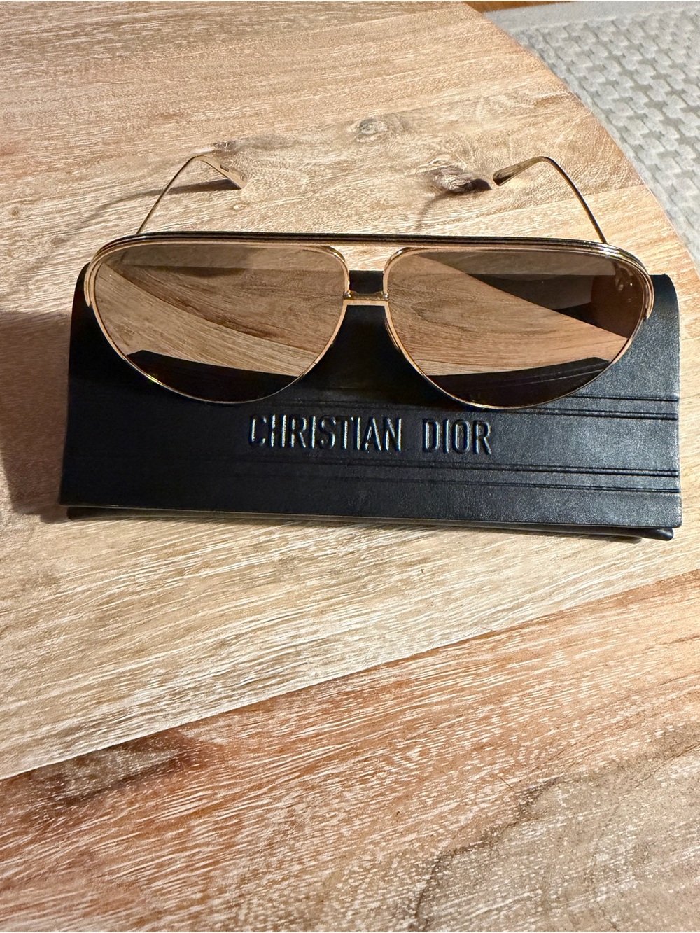 Dior Gold Frame Gold Lens Aviator Sunglasses